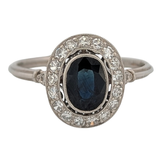 Tabitha | Estate | Platinum | Sapphire and Natural Diamond | Ring