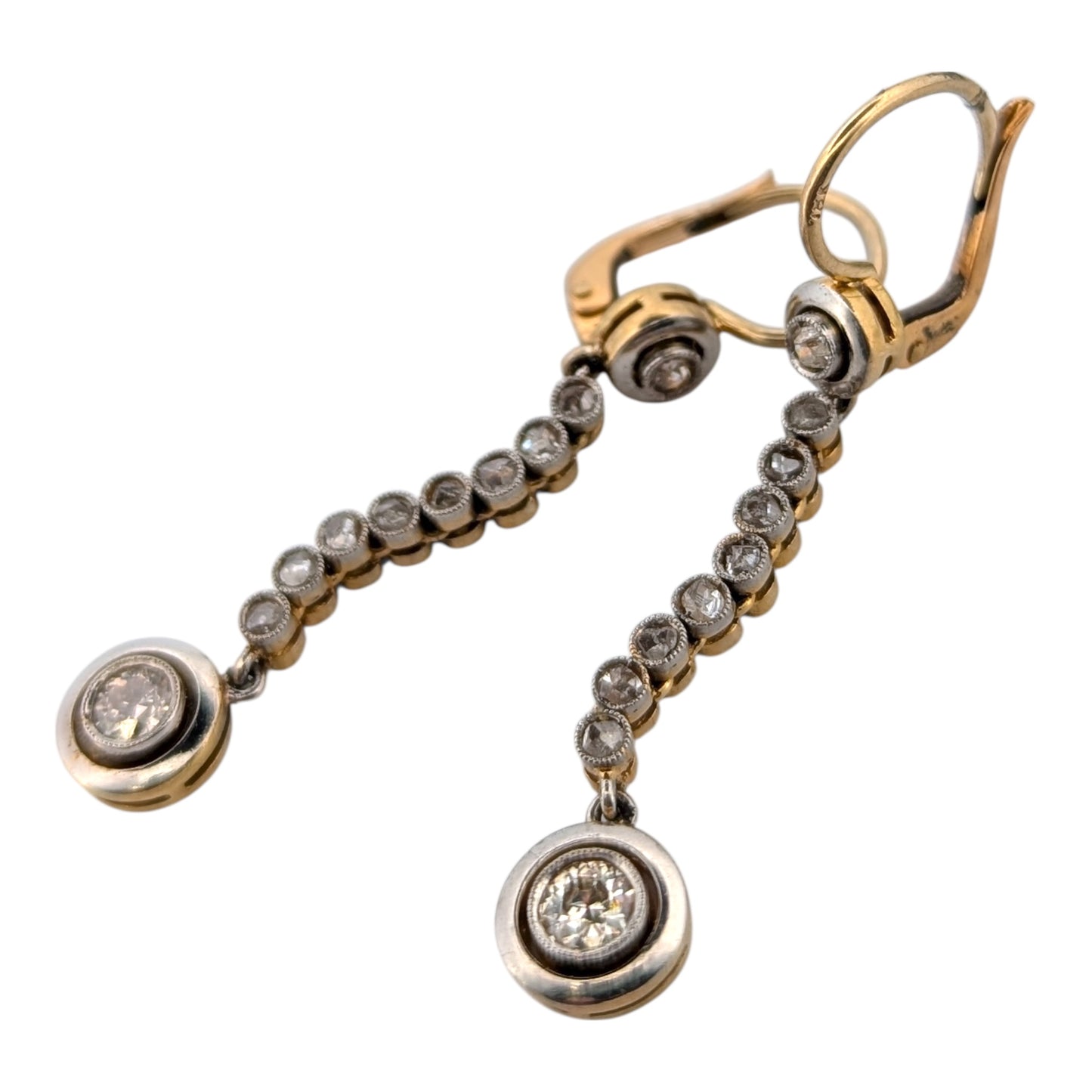 Dorothea | Estate | 18K Yellow Gold and Platinum | Natural Diamond | Earrings
