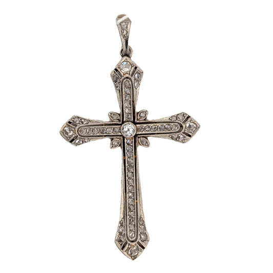 Theodosia | Estate | 18K Yellow Gold and Platinum | Natural Diamond | Cross