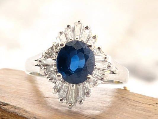 Zayne | Platinum Ring with AIG Certified 1.57ct Royal Blue Sapphire and 0.59ct Diamonds, Elegant Sapphire Engagement Ring, Size 6