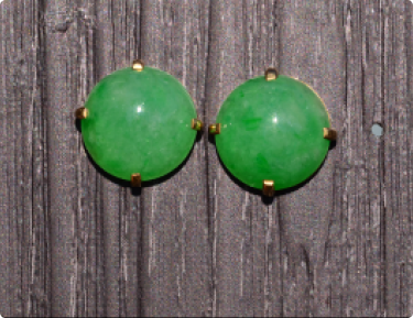 The Thorenc Station: Vintage Jadeite Jade Earrings in Yellow Gold