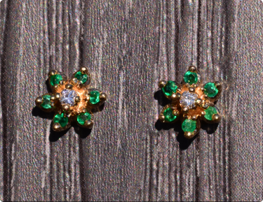 The Villanueve: Vintage Diamonds and Emerald Cluster Earrings