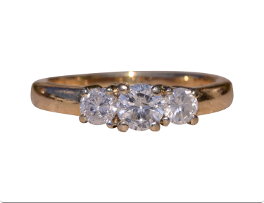 The Gurley: Vintage Yellow Gold Three Stone Ring set with Diamonds