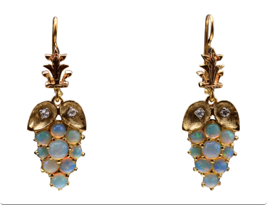 The Grapa: Vintage Opal Earrings with Diamonds