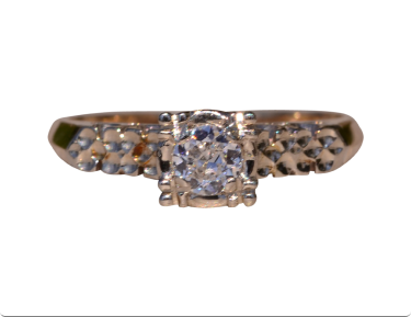 The Woolocutty: Vintage Two Tone Engagement Ring set with Old European Cut Natural Diamond
