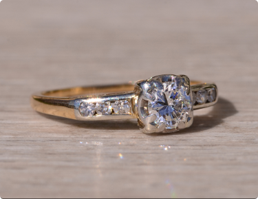 The Woodville: Antique Jabel Signed Engagement Ring with Diamonds