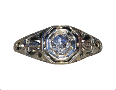 The Paconia: Ladies 18K White Gold Art Deco Diamond Engagement Ring