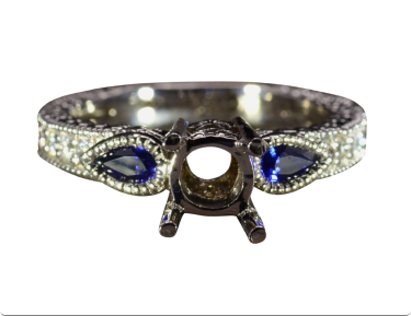 14 Karat White Gold Sapphire and Diamond Semi Mount