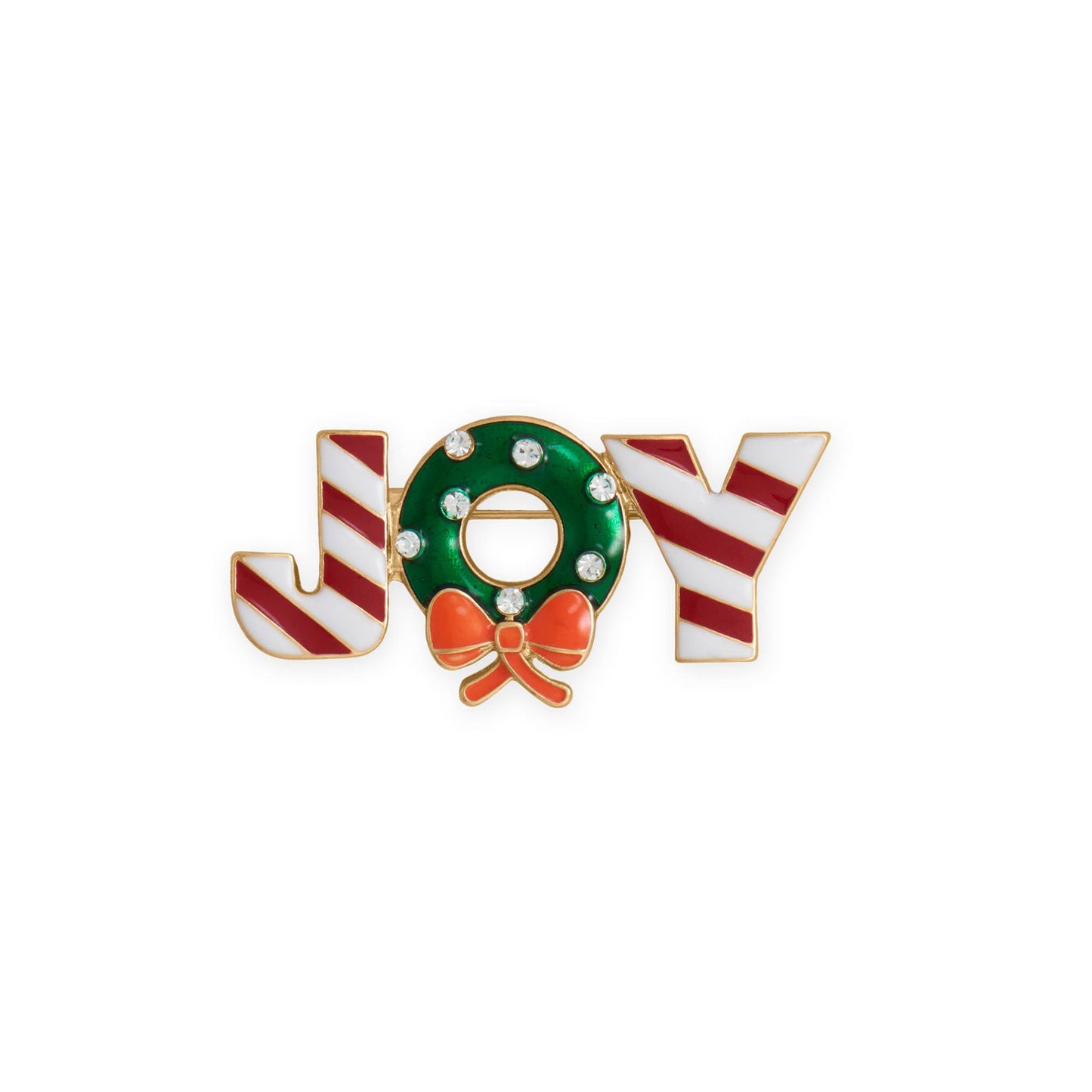 Gold Tone Holiday Wreath JOY Fashion Pin
