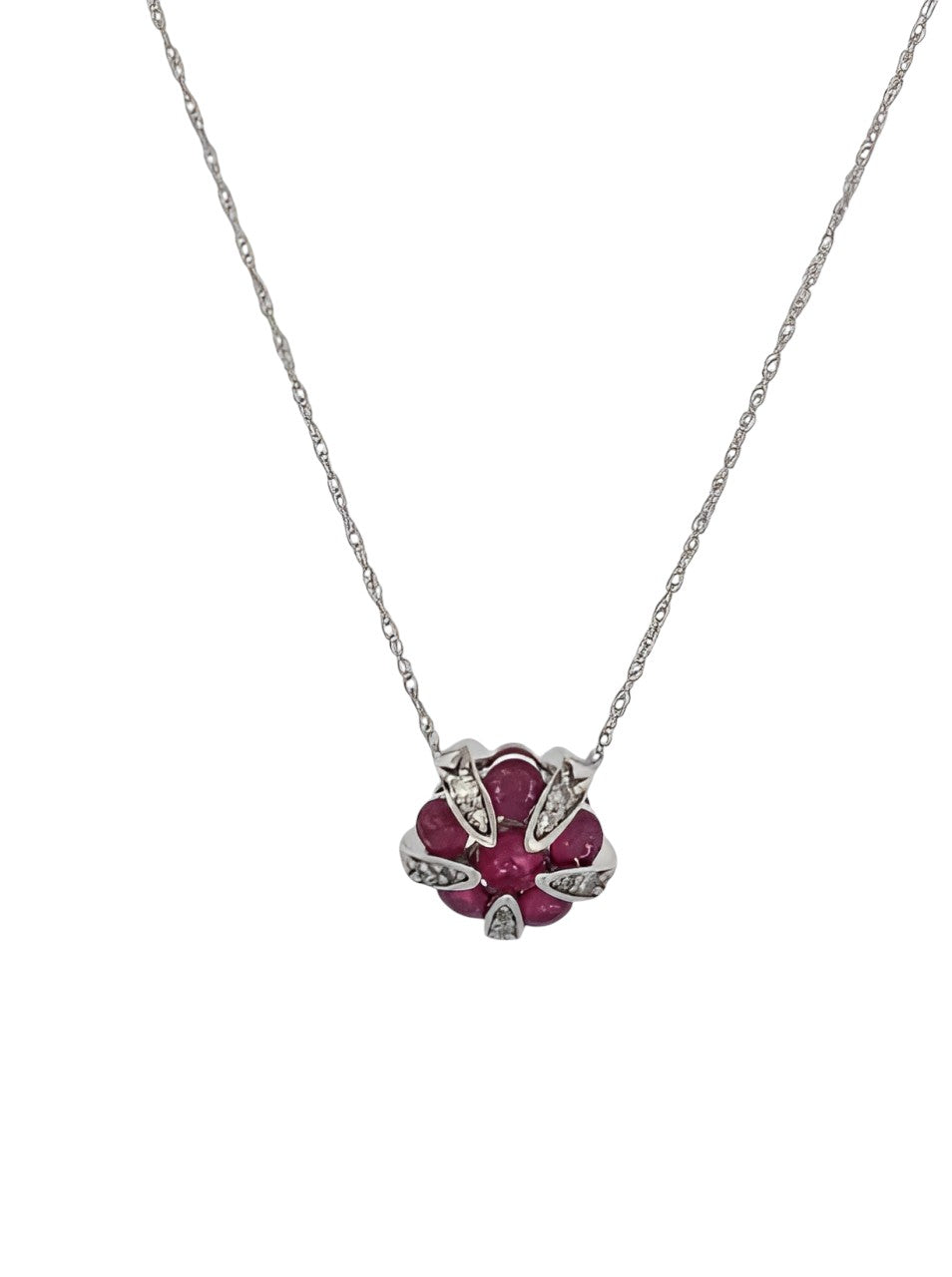 Doris | 14k White Gold Necklace with Natural Rubies and Diamonds