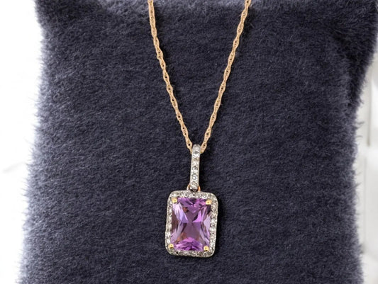 Tempest Necklace | 10k Yellow Gold Diamond & Amethyst Necklace | Elegant Jewelry Gift for Her