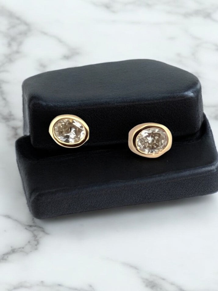 Ada Diamond Stud Earrings| Bezel Earring Studs| Gold Round Stud Earrings| Tiny Stud Earrings