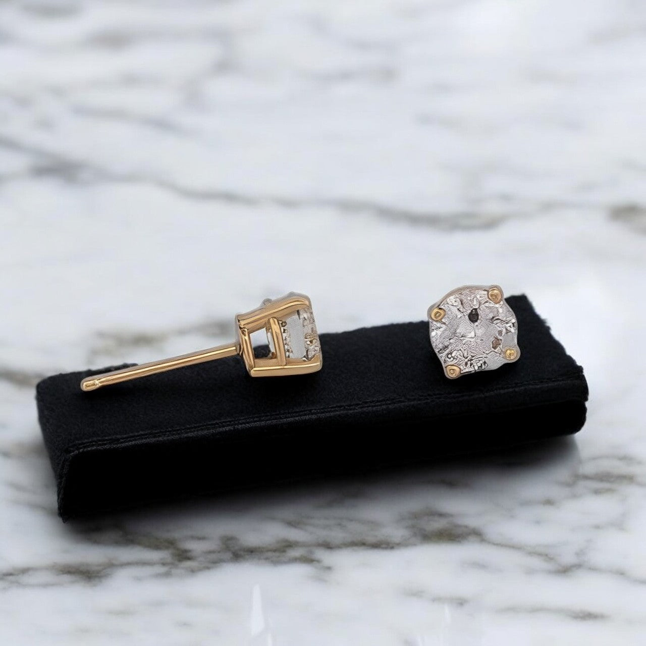 Abigail | .0.9 Tdw Natural Diamonds Stud Earrings| 14k Yellow Gold Martini Setting Earrings| Diamond Stud Earrings