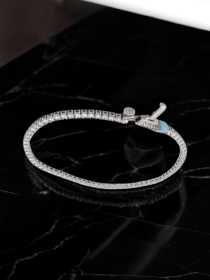 Esther 14K White Gold with 3 Carat Diamond Bracelet| Lab Grown Moissanite Bracelet| Diamond Line Bracelet