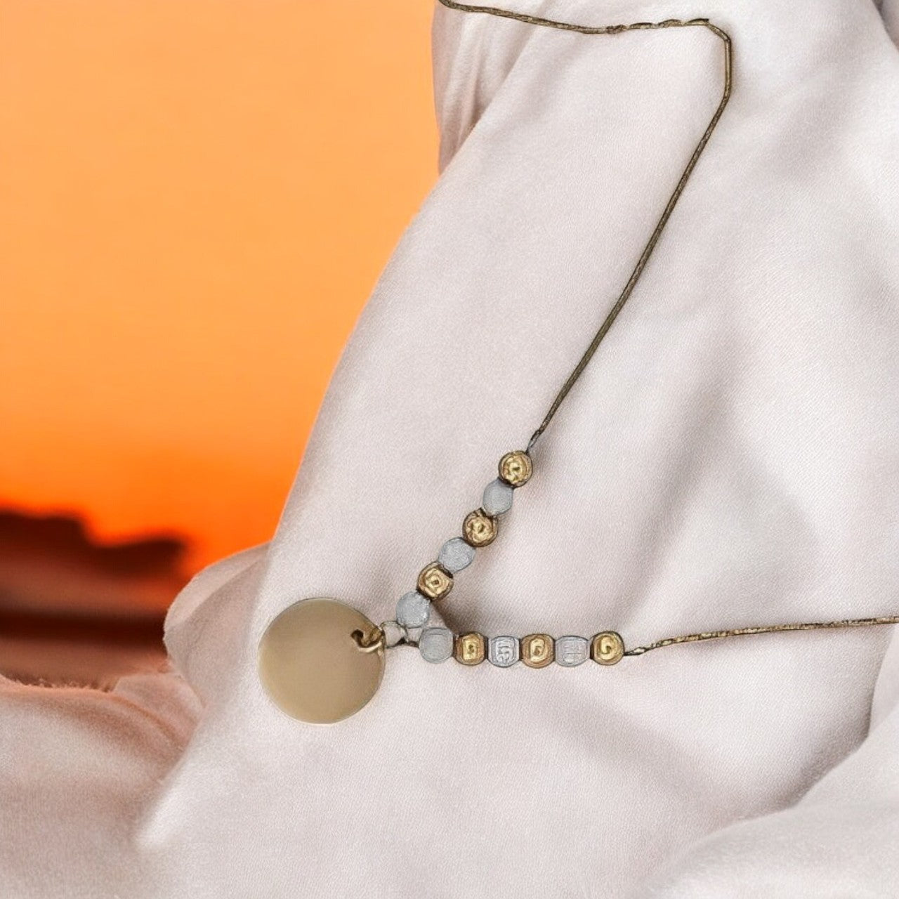 Ivy | 14k Solid Gold Pearl with Engravable Disc Pendant| White & Gold Pearl Necklace| Engraved Tiny Disc Pearl Charm