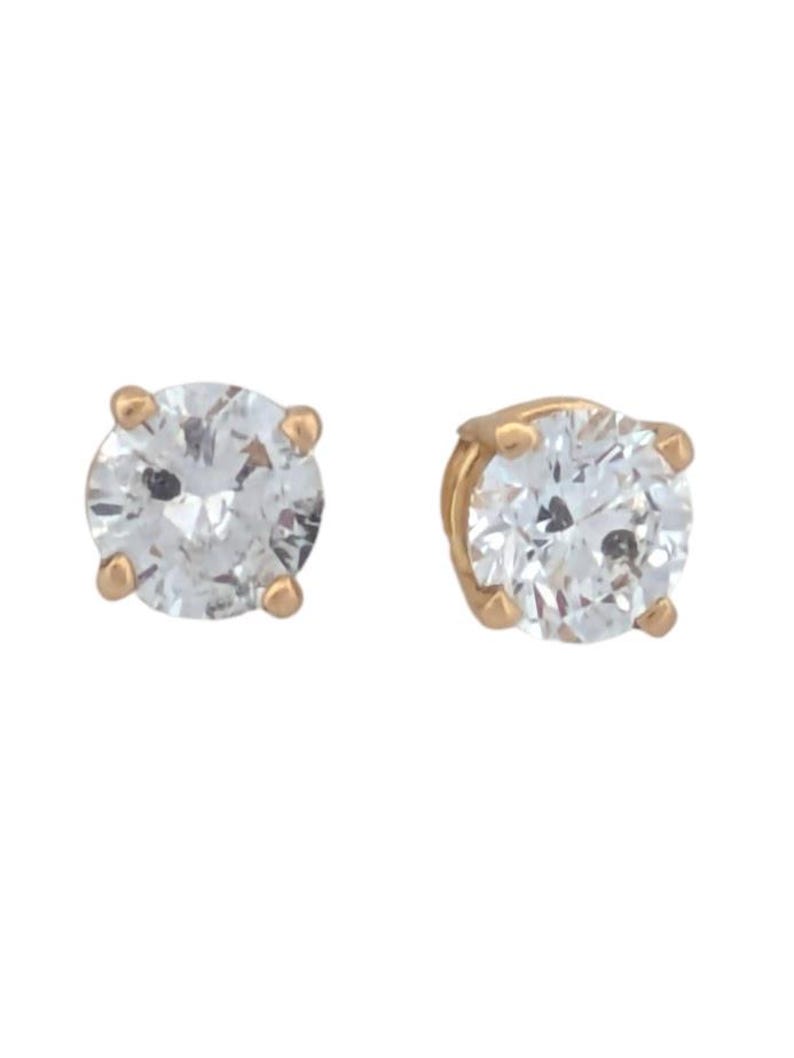 Abigail | .0.9 Tdw Natural Diamonds Stud Earrings| 14k Yellow Gold Martini Setting Earrings| Diamond Stud Earrings