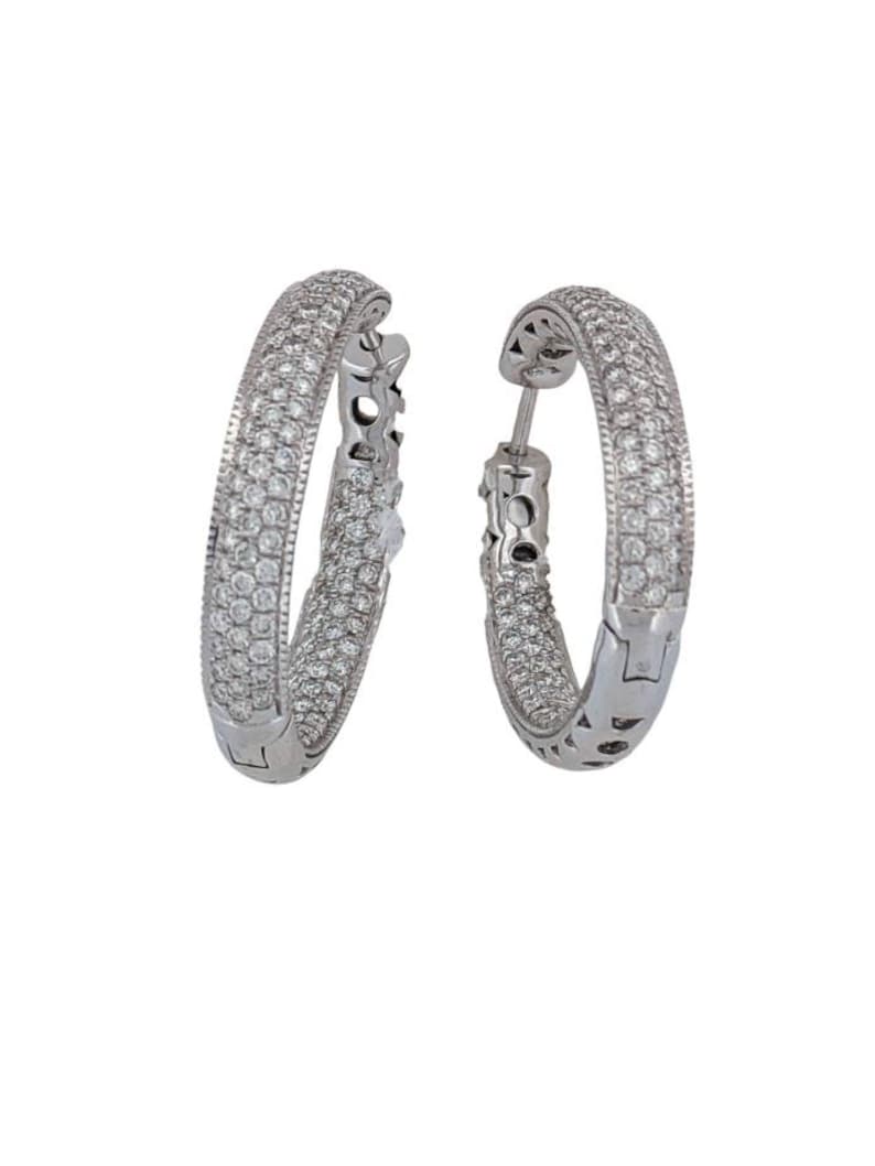 Alice | 5 Carat Diamond In and Out Hoops Earrings | Diamond Paved Large Hoop Earrings | Luxurious Diamond Hoop Earrings for Elegant Style