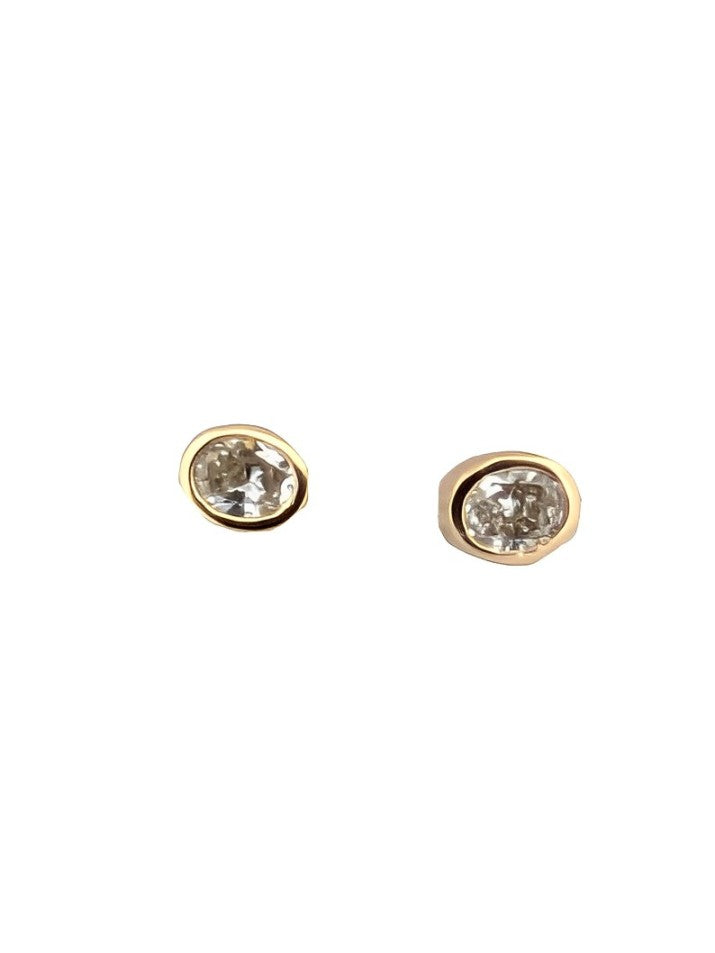 Ada Diamond Stud Earrings| Bezel Earring Studs| Gold Round Stud Earrings| Tiny Stud Earrings