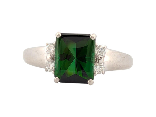 Macie | Platinum Ring With 2.26 ct Tourmaline and .16 ct Diamond, Elegant Jewelry, Size 8.25, Gift For Her, Anniversary or Birthday Surprise