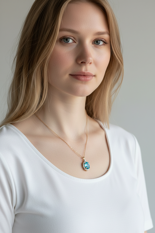 Aerie | 10k Yellow Gold | Blue Topaz & Natural Diamonds | Necklace