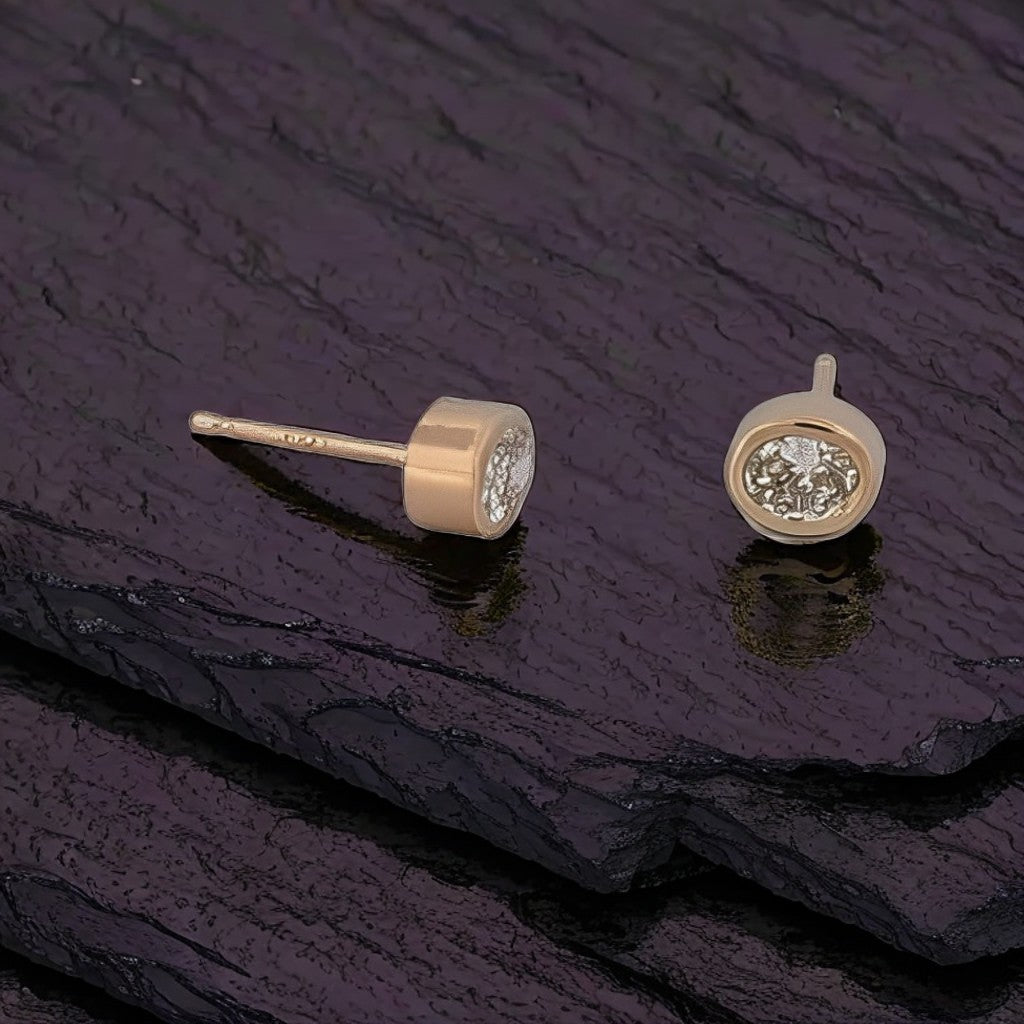 Ada Diamond Stud Earrings| Bezel Earring Studs| Gold Round Stud Earrings| Tiny Stud Earrings