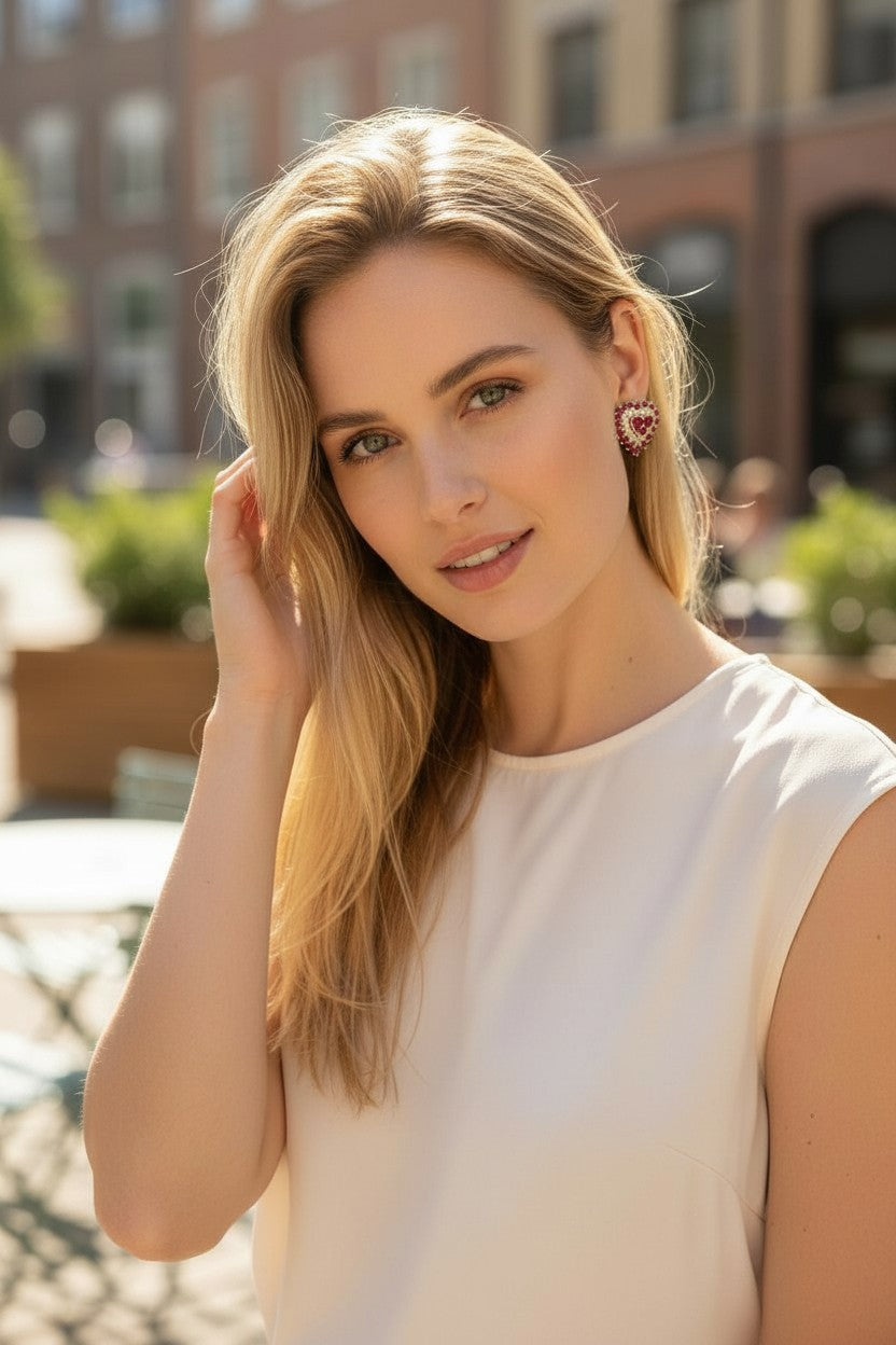 Shauna | 18k Yellow Gold | Ruby & Natural Diamond | Earrings