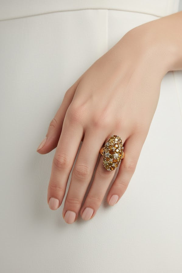 Annie | 14k Yellow Gold | Yellow Sapphire & Natural Diamond | Ring