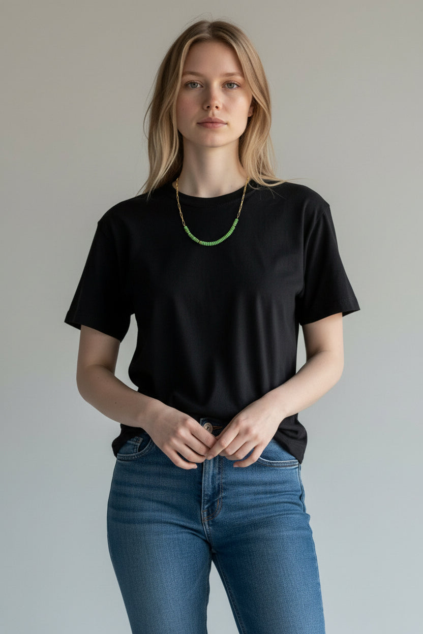 Elara | 14K Yellow Gold | Gaspeite | Necklace