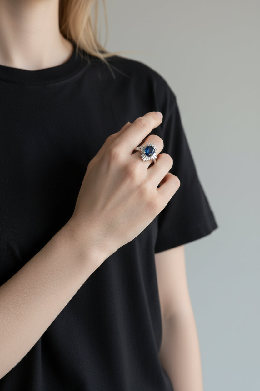 Zayne | Platinum | Sapphire and Natural Diamond | Ring