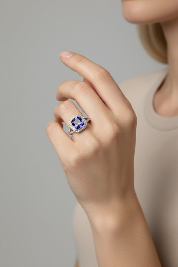 Alice | 14k White Gold | Tanzanite | Diamonds | Ring
