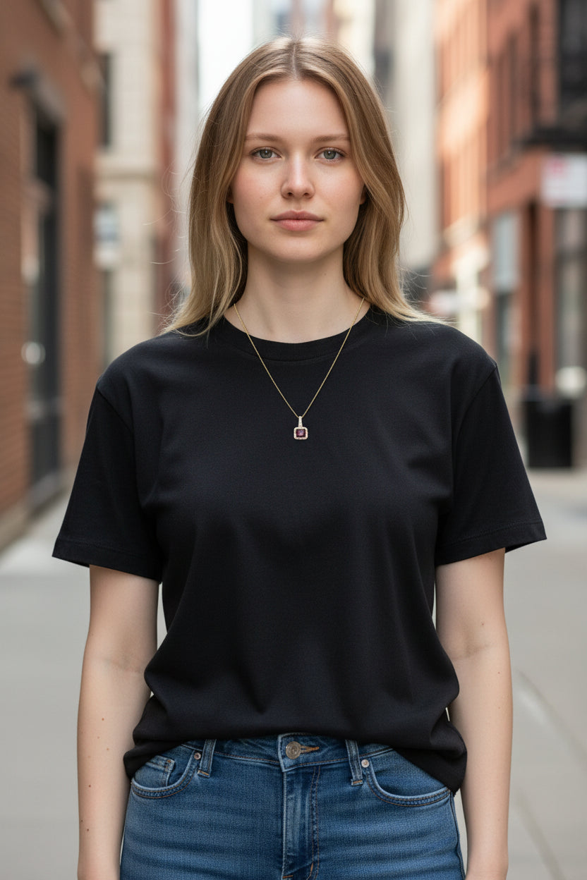 Mandy | 10k Yellow Gold | Garnet | Diamond | Necklace