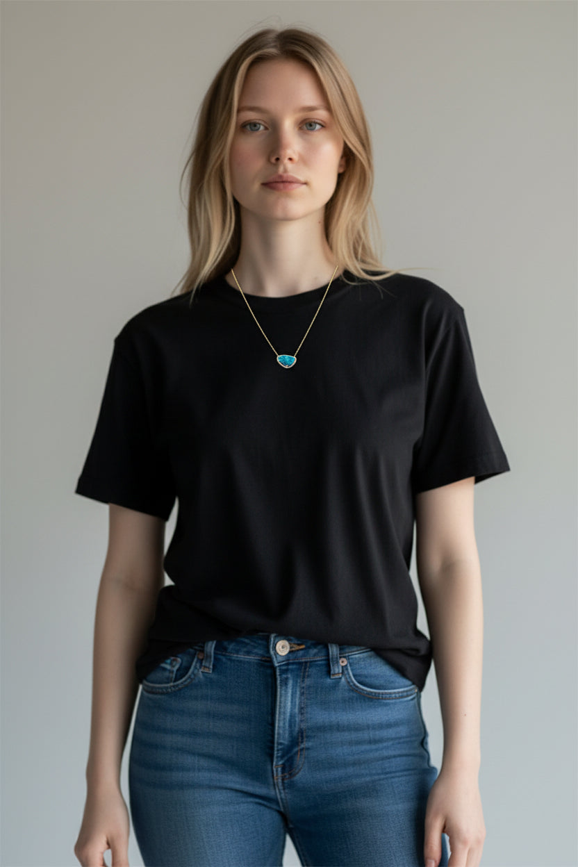 Maylin | 14k Yellow Gold | Opal & Natural Diamond | Necklace