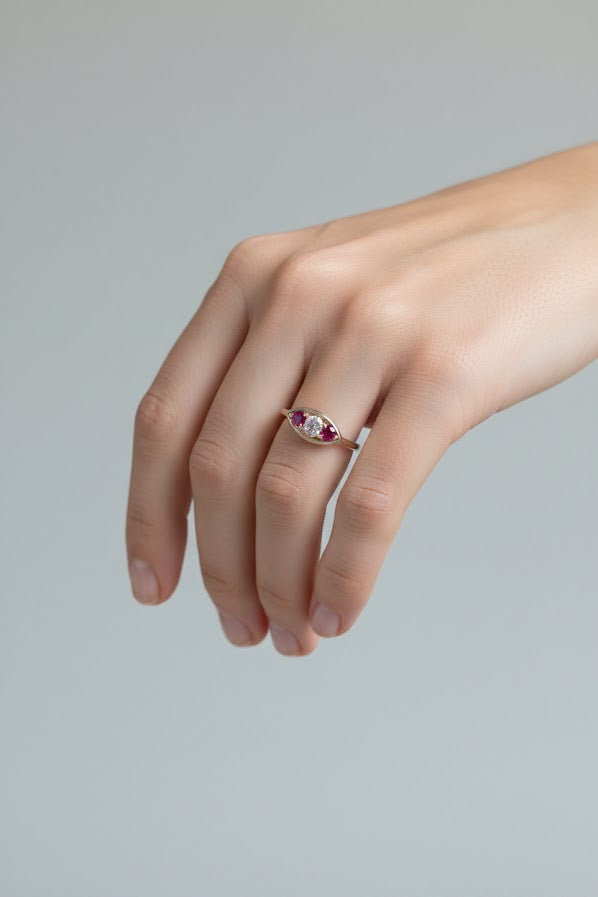 Loren | 14k Yellow Gold | Pink Tourmaline | Diamond | Ring