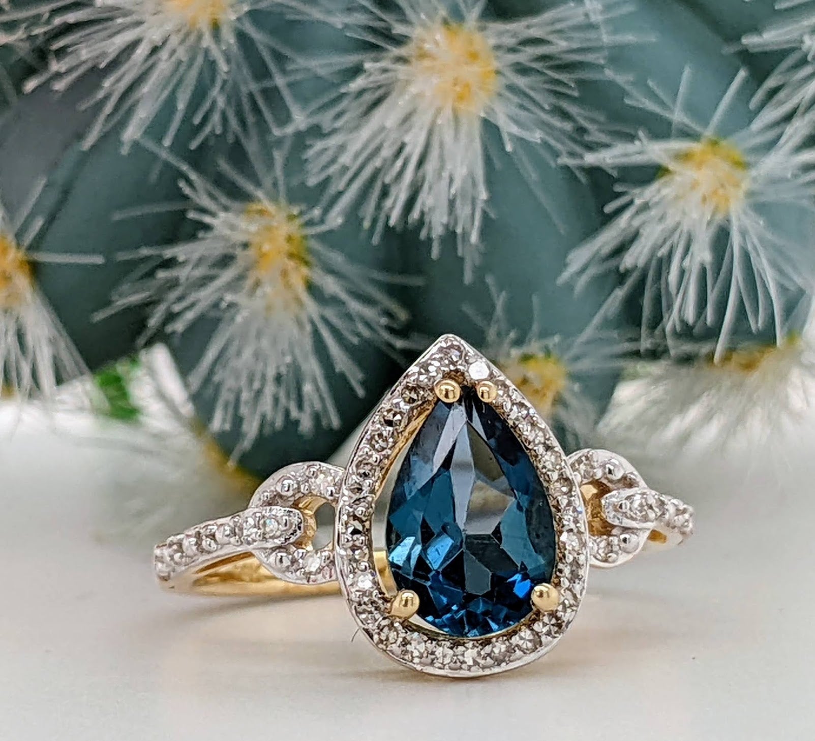 Sharon - Pear Shaped London Blue Topaz RIng – Mountain Song